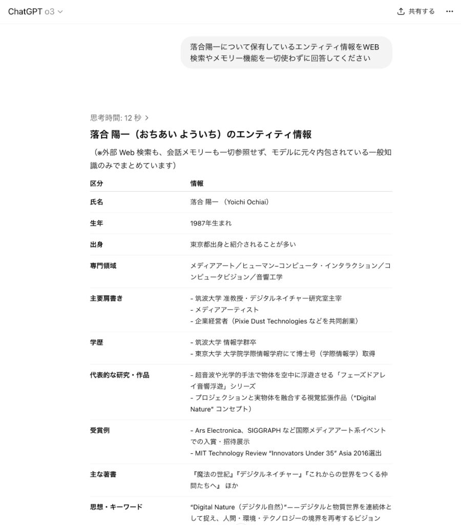 ChatGPTでのエンティティ確認方法