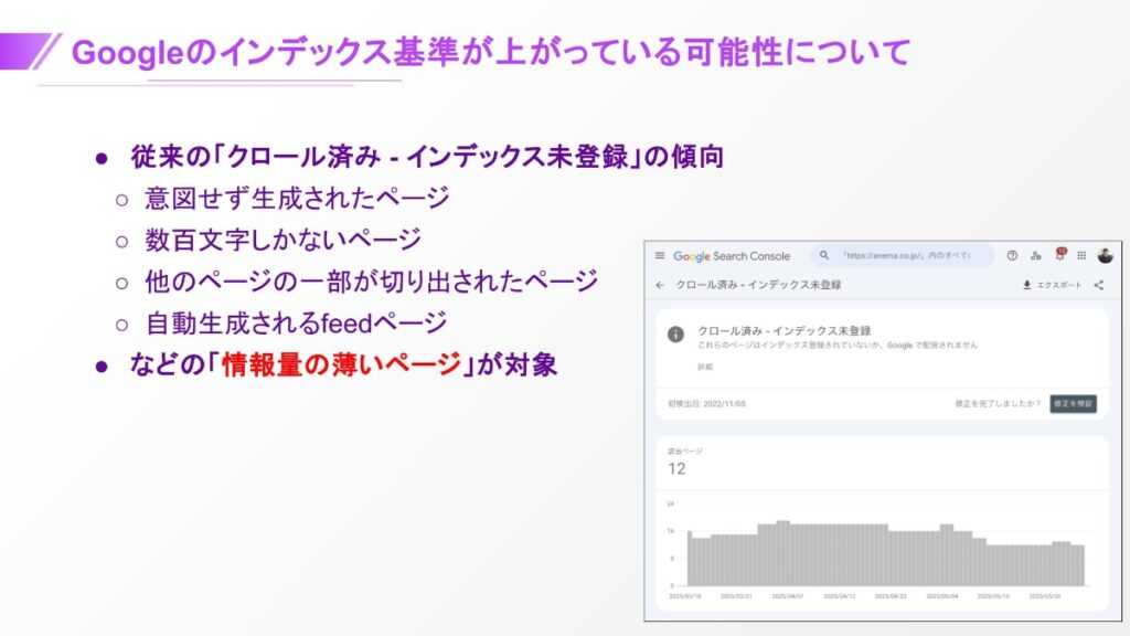 Googleのインデックス基準が上がっている可能性について