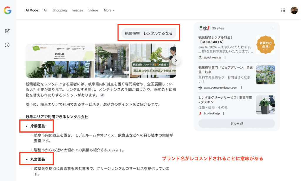 AIモードでは、ブランド名が言及されることに意味がある